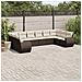 Set Divani Da Giardino 10pz Con Cuscini In Polyrattan Marrone - Foto miniatura 1