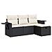 Set Divani da Giardino 4 pz con Cuscini Nero in Polyrattan - Foto miniatura 1
