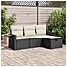 Set Divani da Giardino 4 pz con Cuscini Nero in Polyrattan - Foto miniatura 2