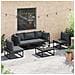 Set Divano da Giardino con cuscino 6 pcs Nero Alluminio - Foto miniatura 5