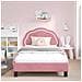 Struttura letto bambini con testata Rosa 90 x 190 cm Velluto - Foto miniatura 3