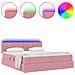 Letto con luci a strisce a LED Rosa 200 x 200 cm Velluto - Foto miniatura 4
