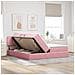 Letto con luci a strisce a LED Rosa 200 x 200 cm Velluto - Foto miniatura 5
