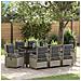 Set da Pranzo per Giardino 9 pcs Grigio chiaro polyrattan - Foto miniatura 2