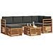 Set divani 7 pcs Naturale e Antracite Legno di Acacia Massello - Foto miniatura 3