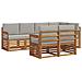 Set divani con cuscino 7 pcs Grigio Naturale e Chiaro - Foto miniatura 1