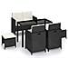 Set Da Pranzo Per Esterni 6 Pz Con Cuscini In Polyrattan Nero - Foto miniatura 1