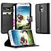Custodia Compatibile Con Samsung Galaxy S5 / S5 Neo In Nero Carbone - Coperchio Protettiva Con Chiusura Magnetica, Funzione Stand E Tasca Per Le Carte - Foto miniatura 1