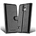 Custodia Compatibile Con Samsung Galaxy S5 / S5 Neo In Nero Carbone - Coperchio Protettiva Con Chiusura Magnetica, Funzione Stand E Tasca Per Le Carte - Foto miniatura 2