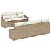 Set di divani da giardino in 8 pezzi con cuscini Beige Polyrattan Acacia - Foto miniatura 1