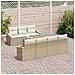 Set di divani da giardino in 8 pezzi con cuscini Beige Polyrattan Acacia - Foto miniatura 3