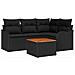 Set Divano da Giardino  a 5 pezzi con cuscini Rattan Nero Acacia, Divano da Giardino a 2 posti  con cuscini Rattan Nero - Foto miniatura 1