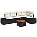 Set Divano Giardino 6 Pezzi con Cuscini Nero Polyrattan Acacia - Foto miniatura 1