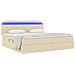 Letto con contenitore e LED con led Crema 200 x 200 cm Tessuto - Foto miniatura 3