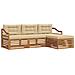 Set di divani da esterno con cuscino 4 pcs Naturale e Beige - Foto miniatura 1