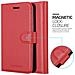 Custodia Compatibile Con Samsung Galaxy J4 Plus In Rosso Carminio - Coperchio Protettiva Con Chiusura Magnetica, Funzione Stand E Tasca Per Le Carte - Foto miniatura 3