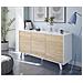 Credenza A Tre Ante E Tre Ripiani, Colore Rovere E Bianco Lucido, Misure 154 X 41 X 75 Cm - Foto miniatura 1