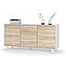 Credenza A Tre Ante E Tre Ripiani, Colore Rovere E Bianco Lucido, Misure 154 X 41 X 75 Cm - Foto miniatura 3