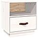 Comodino Bianco 40x34x45 Cm In Legno Massello Di Pino - Foto miniatura 1