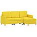 Divano A 3 Posti Con Poggiapiedi Giallo Chiaro 180cm In Tessuto - Foto miniatura 3