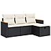 Set Divani da Giardino 4 pz con Cuscini Nero in Polyrattan - Foto miniatura 1