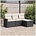 Set Divani da Giardino 4 pz con Cuscini Nero in Polyrattan - Foto miniatura 2