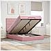 Struttura Letto Pouf con Materassi Rosa 140x190 cm in Velluto - Foto miniatura 2