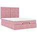 Struttura Letto Pouf con Materassi Rosa 140x190 cm in Velluto - Foto miniatura 6