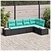 Set Divano da Giardino 5 pz Nero e Turchese polyrattan - Foto miniatura 10
