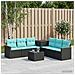 Set di divani 8 pz Nero e Blu Rattan sintetico e Acciaio - Foto miniatura 2