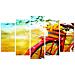 Quadro Bicicletta, Decorazione Da Parete, Natura, 5 Pezzi, Da Soggiorno, Camera, Multicolore In Legno Di Pino, Poliestere, 100 X 3 X 60 Cm - Foto miniatura 1