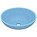 Lavandino Lusso Ovale Azzurro Opaco 40x33 cm in Ceramica - Foto miniatura 1