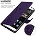 Cadorabo Custodia Compatibile Con Huawei P8 In Lilla Scuro Fiore - Coperchio Protettivo In Design Floreale Con Chiusura Magnetica, Funzione Stand E Slot Per Carte - Foto miniatura 5