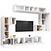 Set Mobili Porta TV 8pz Bianco in Legno Multistrato - Foto miniatura 7