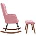 Poltrona a Dondolo con Poggiapiedi Rosa in Velluto - Foto miniatura 4
