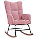 Poltrona a Dondolo con Poggiapiedi Rosa in Velluto - Foto miniatura 9