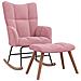 Poltrona a Dondolo con Poggiapiedi Rosa in Velluto - Foto miniatura 1