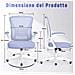Sedia Da Ufficio Con Supporto Lombare, Sedia Ufficio Ergonomica Con Braccioli Regolabili In Rete Traspirante, Poltrona Da Ufficio Altezza Regolabile E Schienale Inclinabile, Violet - Foto miniatura 2