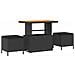 Set Divano da Giardino con Cuscini Nero Polirattan Acacia 10 Pezzi,  Divano da Giardino con Cuscini Nero Polirattan 2 Posti,  Set da Pranzo da Giardino con Cuscini Nero Polirattan Acacia 3 Pezzi - Foto miniatura 4