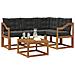 Set di divani da esterno con cuscino 5 pcs Naturale e Nero - Foto miniatura 3