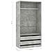 Armadio Grigio Cemento 100x50x200 cm in Legno Multistrato - Foto miniatura 3