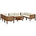 Set Divani Da Giardino 9 Pz Con Cuscini Crema In Legno Acacia - Foto miniatura 1