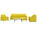 Set Divani 4 pz con Poggiapiedi e Cuscini Giallo Chiaro Tessuto - Foto miniatura 2