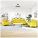 Set Divani 4 pz con Poggiapiedi e Cuscini Giallo Chiaro Tessuto - Foto miniatura 3