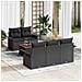 Set Divano Giardino 6 Pezzi con Cuscini Nero Polyrattan Acacia, Divano Giardino 2 Posti con Ripostiglio & Cuscini Nero Polyrattan - Foto miniatura 2