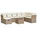 Set Divano da Giardino 9 pz con Cuscini Beige in Polyrattan - Foto miniatura 1