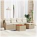 Set Divano da Giardino con cuscino 6 pcs Beige Poly Rattan - Foto miniatura 2