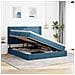 Letto con contenitore e LED Blu Scuro 160 x 200 cm Velluto - Foto miniatura 4
