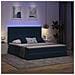 Letto con contenitore e LED Blu Scuro 160 x 200 cm Velluto - Foto miniatura 5