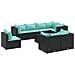 Set Salotto da Giardino con Cuscini 9pz Nero in Polyrattan - Foto miniatura 1